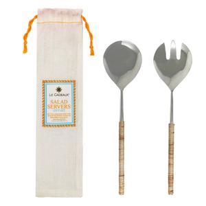 NATURAL RATTAN HANDLED SALAD SERVERS