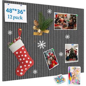 Large Cork Board for Walls, Yunihome 12 Pack 36" x 48" Felt Bulletin Board Wall Tiles for Home Kitchen School Office Wall Decor with Assorted Colors DIY Decorative Push Pins Sets