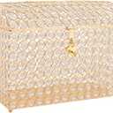 Wedding Card Box,Crystal Wedding Card Box with Heart Lock,Gift Display Box Decorative Box for Wedding Reception,Engagement Ceremony (Gold)