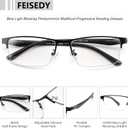 FEISEDY Blue Light Blocking Photochromic Multifocal Progressive Reading Glasses Vintage Half Frame UV400 Protection B1388