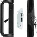Patio Door Lock and Handle Set with Key, Choices That Add a Unique Signature to Your Patio Glass Sliding Door Lock,Suitable for a Variety of Replacement Sliding Patio Doors Lock (Black)