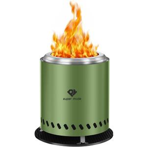 PY SUPER MODE Tabletop Fire Pit-8.7'' Firepits with Travel Bag, Outdoor Fire Pit with Stand, Portable Camping Firepit Stove | Fueled by Pellets or Wood | Green Stainless Steel