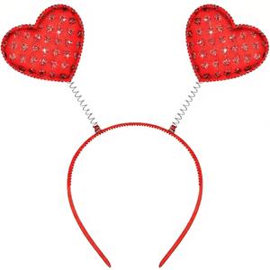 2 x CHUN-YAN Heart Headband - Glitter Valentines Headbands for Women - Valentines Day Accessories Costume Love Decorations Party Favors Outfit