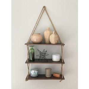 Holmes Creek Decor Hanging Rope Shelf, 3 Tier Wood Rope Floating Shelves, Boho Living Room Home Decor