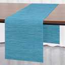 Myir JUN Table Runner, Vinyl Table Runner Indoor 55 Inch Long Arbitrarily Cropped Runner for Table Heatproof for Home Party (Blue, 12 x 55 inch)
