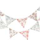 LOVENJOY Pastel Pennant Banner Triangle Spring Floral Fabric Bunting Shabby Chic Tea Party Flag Garland