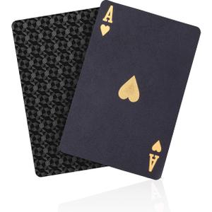 ACELION Waterproof Playing Cards, Plastic Playing Cards, Deck of Cards, Gift Poker (Black Diamond Cards)