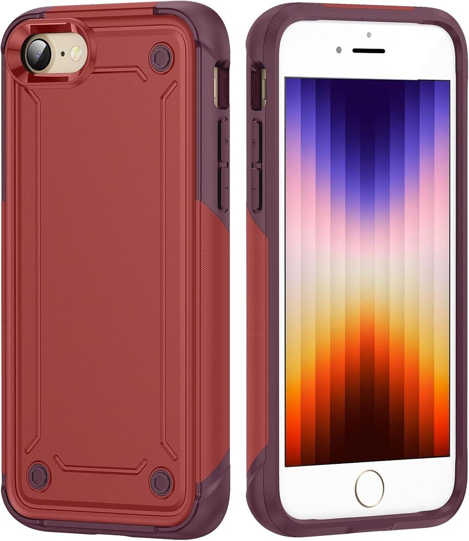 Shockproof for iPhone Case,[Military Grade Drop Protection],Pocket-Friendly,Full-Body Protective Basic Back Cover (Red, iPhone se 2022/2020 iPhone 8/iPhone 7)