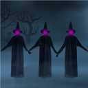 3 Pack Witches Halloween Decorations Outdoor, 5.5 ft Holding Hands Screaming Witches with Upgraded Wind Resistant Stakes, Light Up Witch Glowing Head Life Size for Home Lawn Yard Party Decor