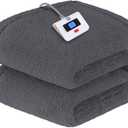 SEALY Electric Blanket Twin Size, Soft Sherpa Heated Blanket Single Control with 10 Heating Levels & 1 to 12 Hours Auto-Off Settings Over-Heated Protection 62"x84" Machine Washable, Dark Grey