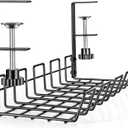 Under Desk Cable Management Tray - L 14.9'' W 5.9'' Organizer for Cord Wire Desk Table Rack No Drill Installation for Home Office Workstation PC Computer Desktop Laptop