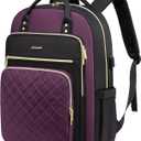 LOVEVOOK Laptop Backpack Purse for Women, 17" Laptop Bag with USB Port, Water Resistant Lightweight Daypacks for College Travel Work Business, Nurse Teacher Computer Bags, Purple Black