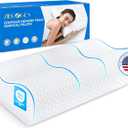 Memory Foam Pillow, Comfortable Neck Pillow, Ideal for Side, Back and Stomach Sleepers, Washable Pillowcase, 61 x 41 x 11.5 Cm (Silvery)