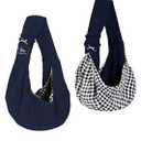CUBY Dog and Cat Sling Carrier - Hands Free Reversible Pet Papoose Bag - Soft Pouch and Tote Design - Suitable for Puppy, Small Dogs Cats Outdoor (Classic Blue, One Size Classic)