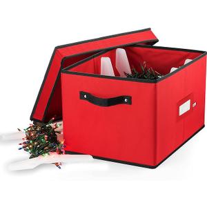 ZOBER Christmas Light Storage Reels - Christmas Light Organizer with 4 Plastic Wheels - Fits 200 Mini Lights Per Spool, Lights Storage - Strong & Durable Material - Stitched Reinforced Handles - Red