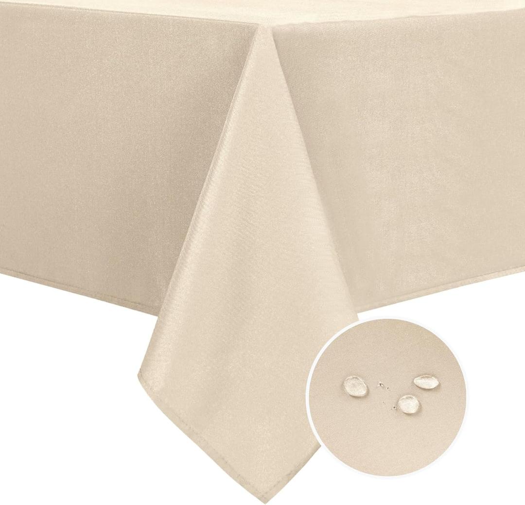 DWCN Square Tablecloth - 30 x 30 Inch - Waterproof Stain and Wrinkle Resistant Washable Table Cloth, Decorative Fabric Table Cover for Kitchen Dining Room Party and Outdoor Use, Beige