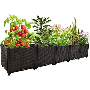 Large Planters for Outdoor Plants Raised Garden Bed Elevated Rectangular Garden Box Kits for Gardening, Vegetables, Flowers and Herbs in Backyard Patio Balcony (78.7"(l)x16"(w)x15"(h)/Brown)