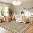 Garvee 8x10 Washable Living Room Area Rug Scalloped Neutral Non Slip Rugs