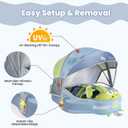Mambobaby Float Non-Inflatable Baby Float with Canopy, Five-Point Safety System, 3D Canopy(Detachable) UPF 50+, Baby Pool Floats for 3-24 Months, Dual-Mode Toddler Swim Floaties