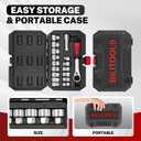 BILITOOLS 17PCS 3/8" & 1/2 Pass Through Socket Set, 2-In-1 Conversion For Standard Ratchet/Pass-Through Ratchet, Pass Thru Go Through Mechanics Tools Set For Hex, Square, E-Torx, Spline