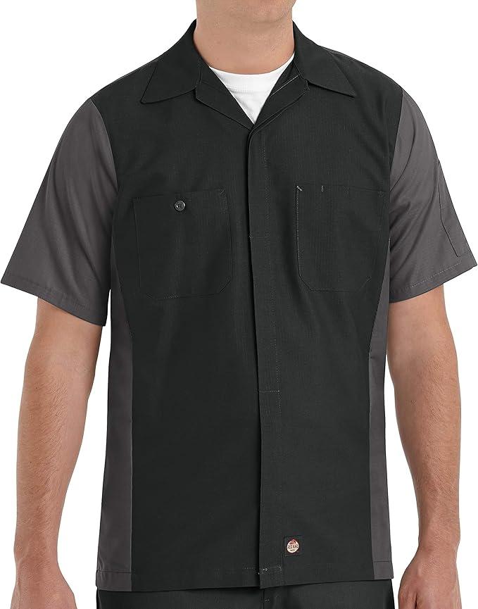 Red Kap Men's Standard Ripstop Crew Shirt, Short Sleeve, Charcoal/Grey,Large
