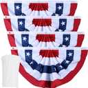 American Flag Bunting Patriotic Pleated Fan Flag USA Flags with Brass Grommets and Zip Ties for 4th of July Memorial Day Decoration Outdoor (4, 1.5x3 Feet)