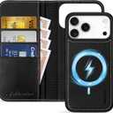 SHIELDON Removable Wallet Case for iPhone 17 Pro Max 6.9-inch 2025 | Genuine Leather | Folio Magnetic Cover | Wireless Charging | RFID Blocking Credit Card Holder | Kickstand | Solid Black