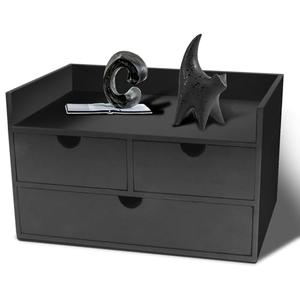Charmewooden Desk Organizer with Drawers Countertop Drawer Organizer Drawers for Desk Top Home Office Workspace Bathroom Toiletries Supplies (black with shelf)