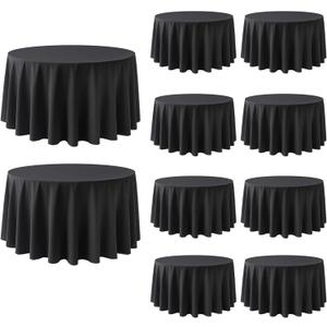 10 Pack Black Round Tablecloths 120 Inch Round Table Cloth Wrinkle Resistant Black Tablecloth Washable and Reusable Polyester Fabric Table Covers for Banquet Wedding Party Dining Buffet