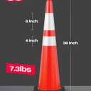 BATTIFE 5 Pack 36 Inch Traffic Cones, Orange PVC, Black Weighted Base
