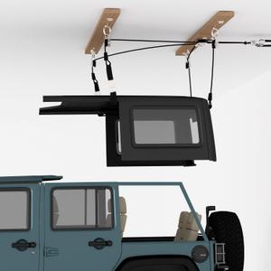 ALLCOS Hard Top Removal Lift for Jeep Wrangler JL JK Models and Ford Bronco, 12ft Hardtop Overhead Garage Storage Hoist with Anti-Drop System, Supports 8-16 ft. Ceiling