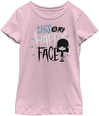 Nickelodeon Loud House This is My Happy Face Girls Short Sleeve Tee Shirt, S