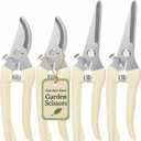 4PACK Pruning Shears, Stainless Steel Garden Shears, Sharp Handhled Gardening Scissors, Bypass & Straight Blade Garden Clippers for Plants, Flowers, Fruits Trees, Gardening Gifts for Women & Men