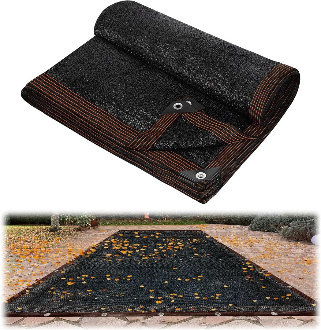 6.5lb Fine Mesh Pool Leaf Net Cover- Heavy-Duty Rectangle Leaf Netting with Reinforced Gromments, 36x20ft Pool Cover Screen for 32x16ft Inground or Above Ground Pools Catching Leaves Debris