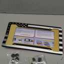 Black American Flag License Plate Frame Stainless Steels Patriotic Car Tag Holder Frames with 4 Holes and Screws 12 x 6 Inch Decoration for US Vehicle Standard for Women Men