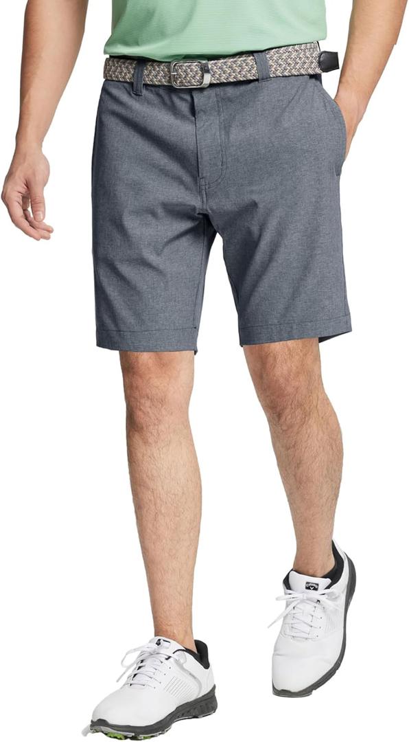 M MAELREG Golf Shorts Men 7 inch 9 inch Lightweight Dry fit Stretch Flat Front Casual Sport Heather Hybrid Flex Mens Shorts (Navy)