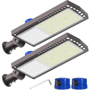 200W LED Parking Lot Lights Outdoor, 26000LM Commercial Street Light with Dusk to Dawn Photocell, IP65 Waterproof, 6500K 100-277V Slip Fitter Mount Shoebox Pole Lights for Yard Garage 2 Pack