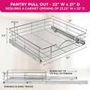 HOLDN STORAGE Pull Out Cabinet Organizer, Slide Out Drawer for Kitchen Cabinets & Pantry, Roll Out Shelf for Pots, Pans & Under Sink Storage, Heavy-Duty Full-Extension, 22" W x 21" D x 5" H
