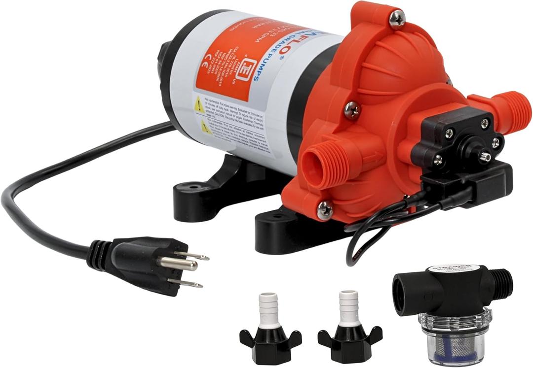SEAFLO 33 Series Water 110V AC Pressure Pump - 115V AC, 3.3 GPM, 45 PSI, Self Priming, Smart Pressure Switch, for RV/Caravan/Marine/Industrial Use-NSF, CE & Rohs Certified, UL Listed