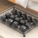 Hleelomi Under Bed Storage with Wheels and Cover, 360° Rolling Under Bed Metal Drawers for Clothes, Blankets, Books and Shoes,Black