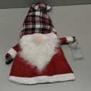Sosation Lighted Christmas Tree Topper 25 Inch Large Buffalo Plaid Gnome Tree Topper with Lights Scandinavian Swedish Tomte Battery Operated Christmas Decorations for Xmas Home Decor(Black, White)