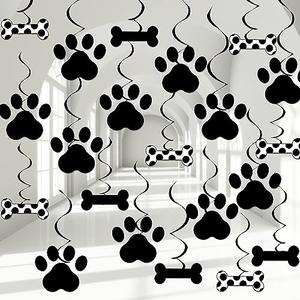 60PCS Dog Birthday Party Decorations Puppy Birthday Decorations Dog Party Hanging Swirl Dog Paw Bone Ceiling Streamers Garland Dog Themed Party Banner for Girl Boy Kids Pet Dog Baby Shower Decor