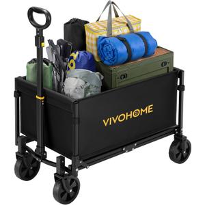 Collapsible Wagon Cart Lightweight Portable Folding Utility Wagons with All-Terrain Wheels for Grocery Sports Garden Shopping Camping