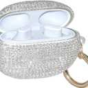 for Beats Studio Buds Wireless Bluetooth Headphones Case, Sparkling Premium Diamond Headphone Cover, Full Protection Shock and Scratch Resistant Protective Case for Women and Girls White