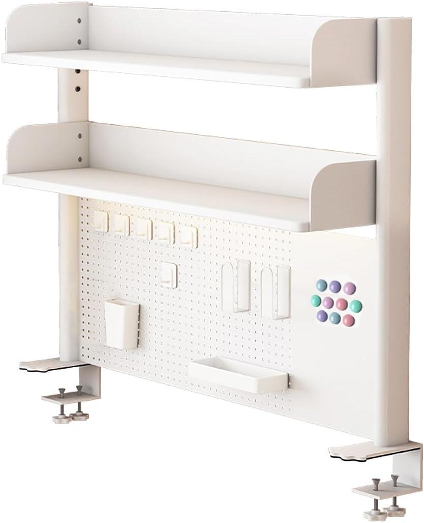Clamp on Desk Shelf with Pegboard, Desktop Organization Bookshelf Storage Shelves for Home Office Dorm Gaming Desk, Space Saving Tabletop Display Rack (39.5x37.5in, White)