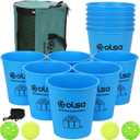 Olsa Giant Yard Pong Backyard Games, Outdoor Games for Adults, Giant Lawn Game with 12 Buckets, Balls, Carrying Bag-Party Game for Beach Camping Outdoor Party(Blue)