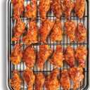 Nordic Ware Oven Crisp Baking Tray 2pc Set Includes Pan and Rack; Natural Aluminum For Air Frying, Crisping, Broiling, Baking; Cooking Surface 17 x 12 Inches