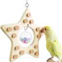 Bird Chewing Toys, Wooden Hanging Bird Chew Toy with Soft Corks, Wooden Biting Training & Foraging Toys for Budgies, Cockatiels, Quaker, Lovebirds, Conure, Small to Medium Parrots