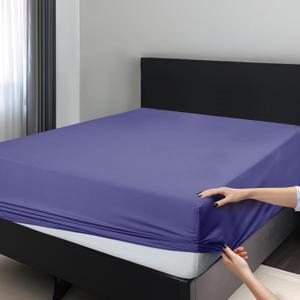 LUX Dcor Queen Fitted Sheet Only - Easy to Fit 360 Elastic Microfiber Sheets - 16 Inches Deep Pocket - Wrinkles Fade Resistant - Dark Navy