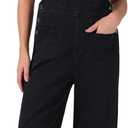 roswear Womens Denim Overalls Loose Fit Stretchy Baggy Overall Bib Wide Leg Casual Jean Jumpsuits (Black, M)